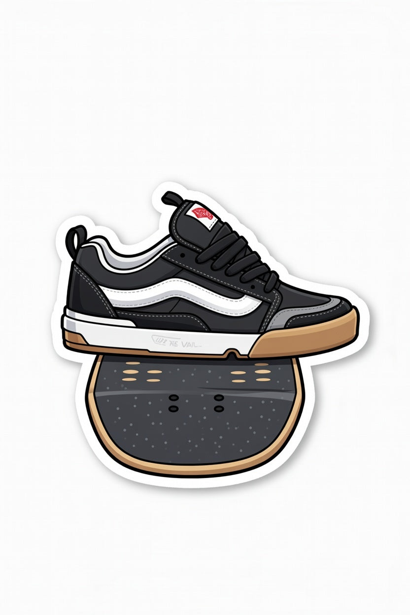 Vans on a skate deck sticker